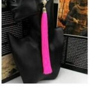 Extra long 7.5" tassel gold post earrings